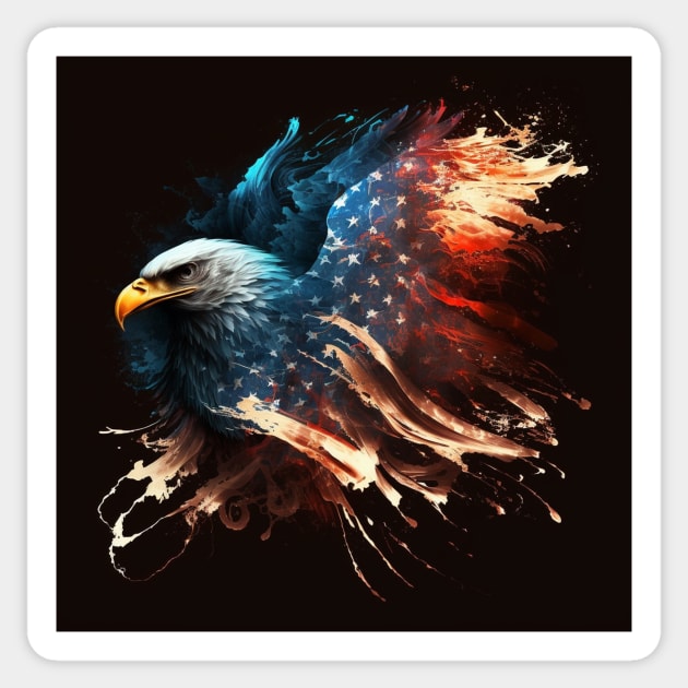 American Eagle and Flag Abstract Art Sticker by Jades-Corner